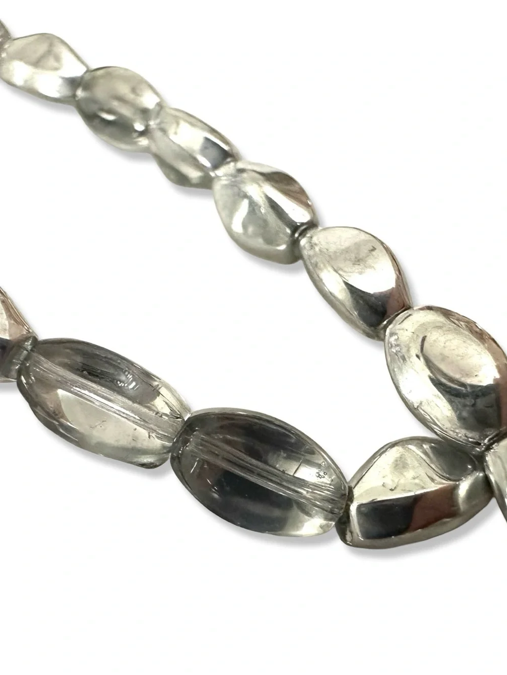 (3 for $20) Twisted Oval Czech Glass Beads, Clear/Silver, 5mm